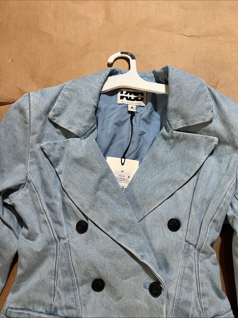 KBB by Kahlana Light Blue Double-Breasted Tailored Blazer Jacket size M - Picture 2 of 5